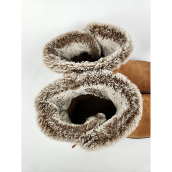 Skechers SZ 9 Keepsakes Broken Arrow Brown Suede Boot Bootie Faux Fur Lined Warm - Picture 5 of 12